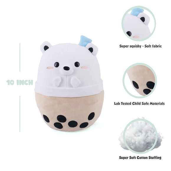 Avocatt Polar Bear Boba Plushie 10” BRAND NEW - Picture 3 of 3